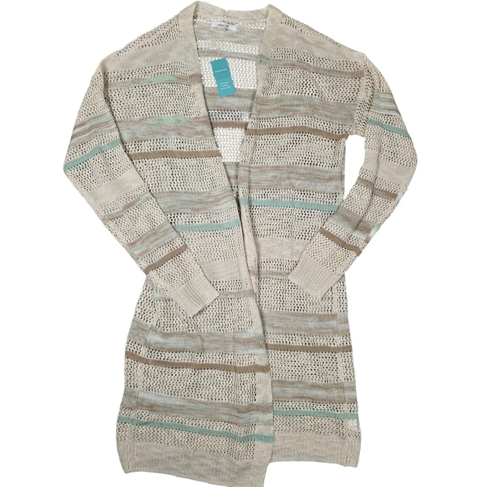 Knit Cardigan Open Front Lightweight Maurices SMALL Pointelle Duster  Preppy NWT